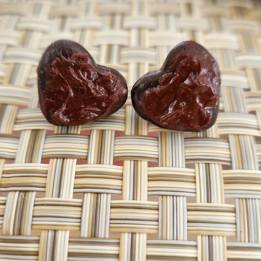Stylish Heart Earrings in Deep Brown